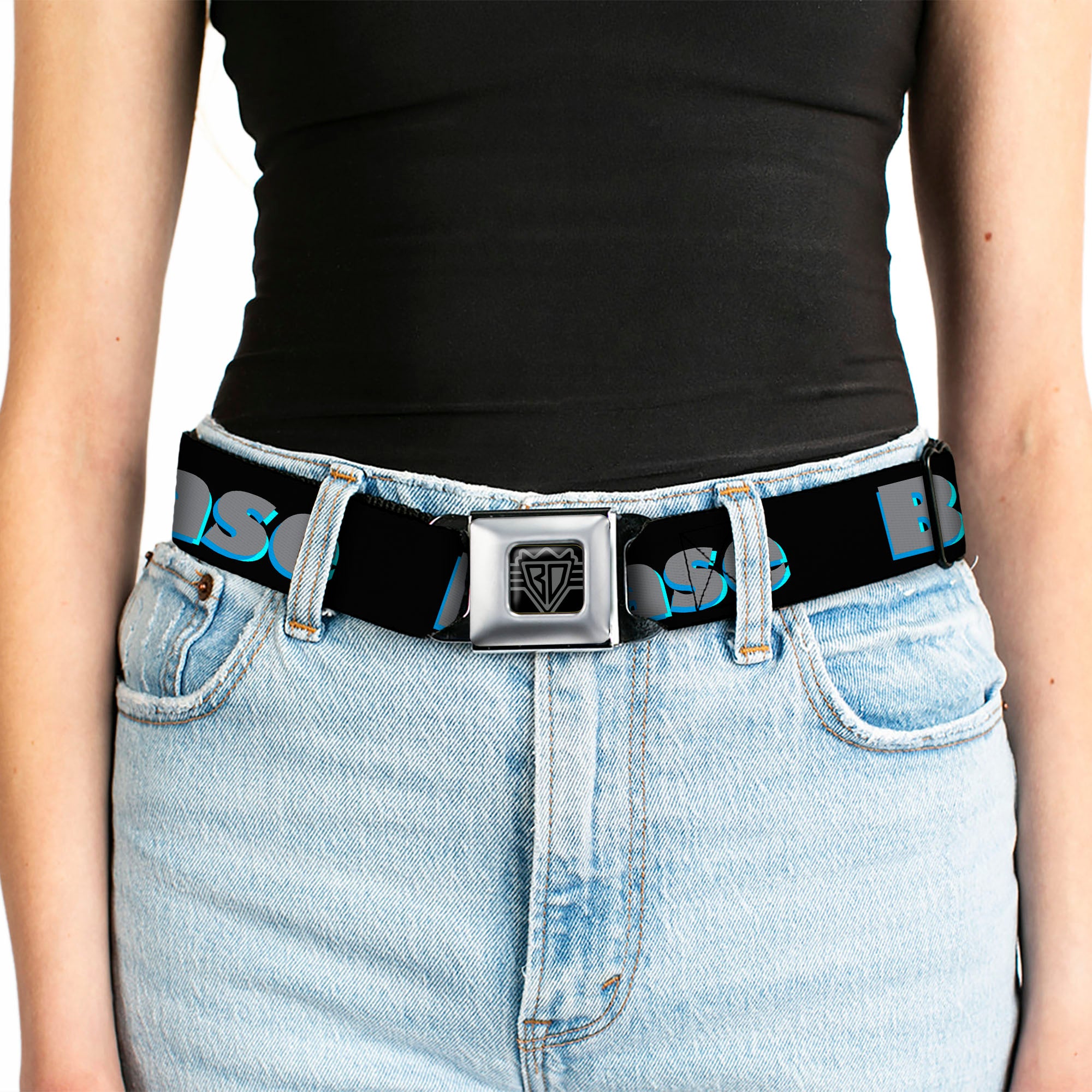Seatbelt Belt - BITCH PLEASE Black/Blue/Gray Seatbelt Belts Buckle-Down