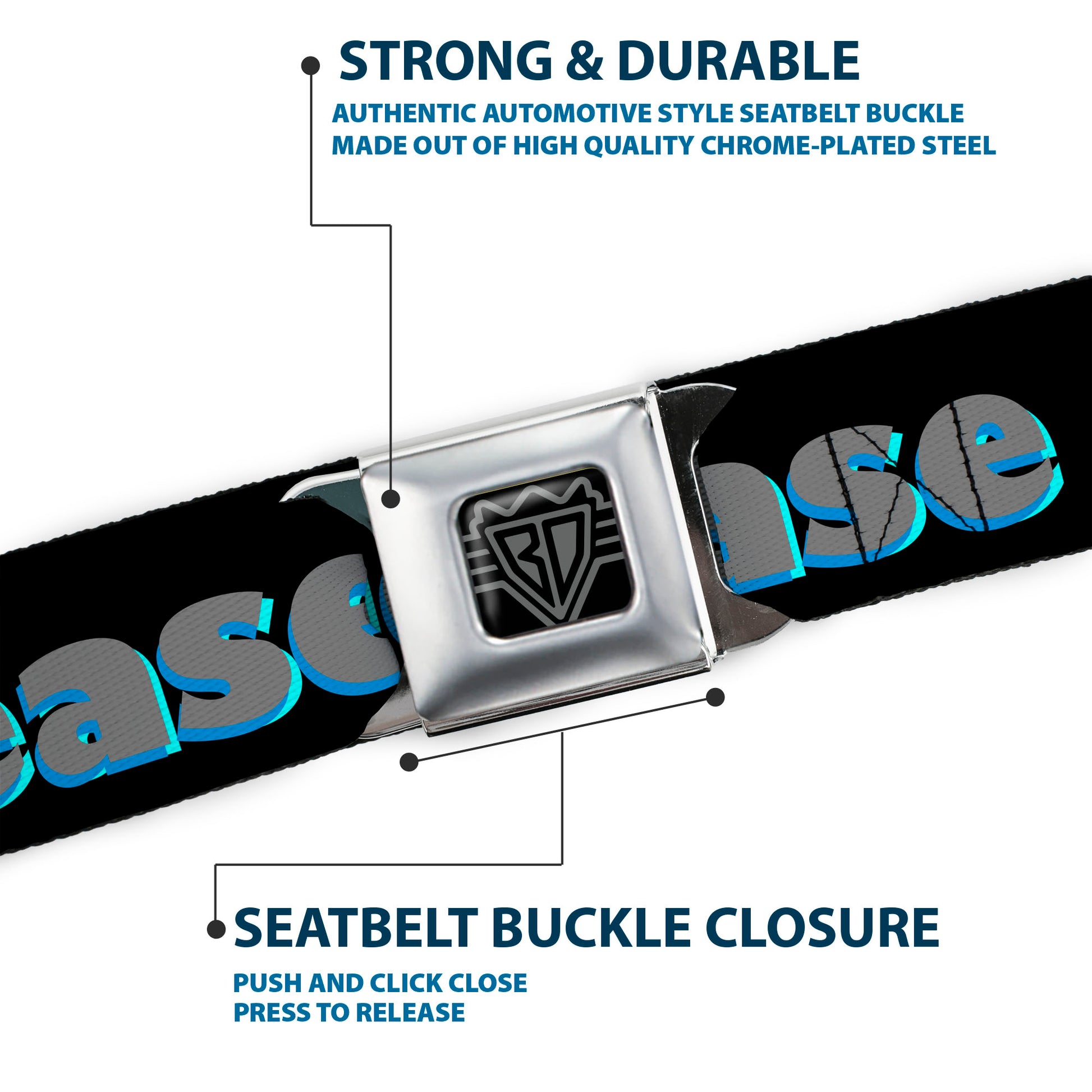 Seatbelt Belt - BITCH PLEASE Black/Blue/Gray Seatbelt Belts Buckle-Down