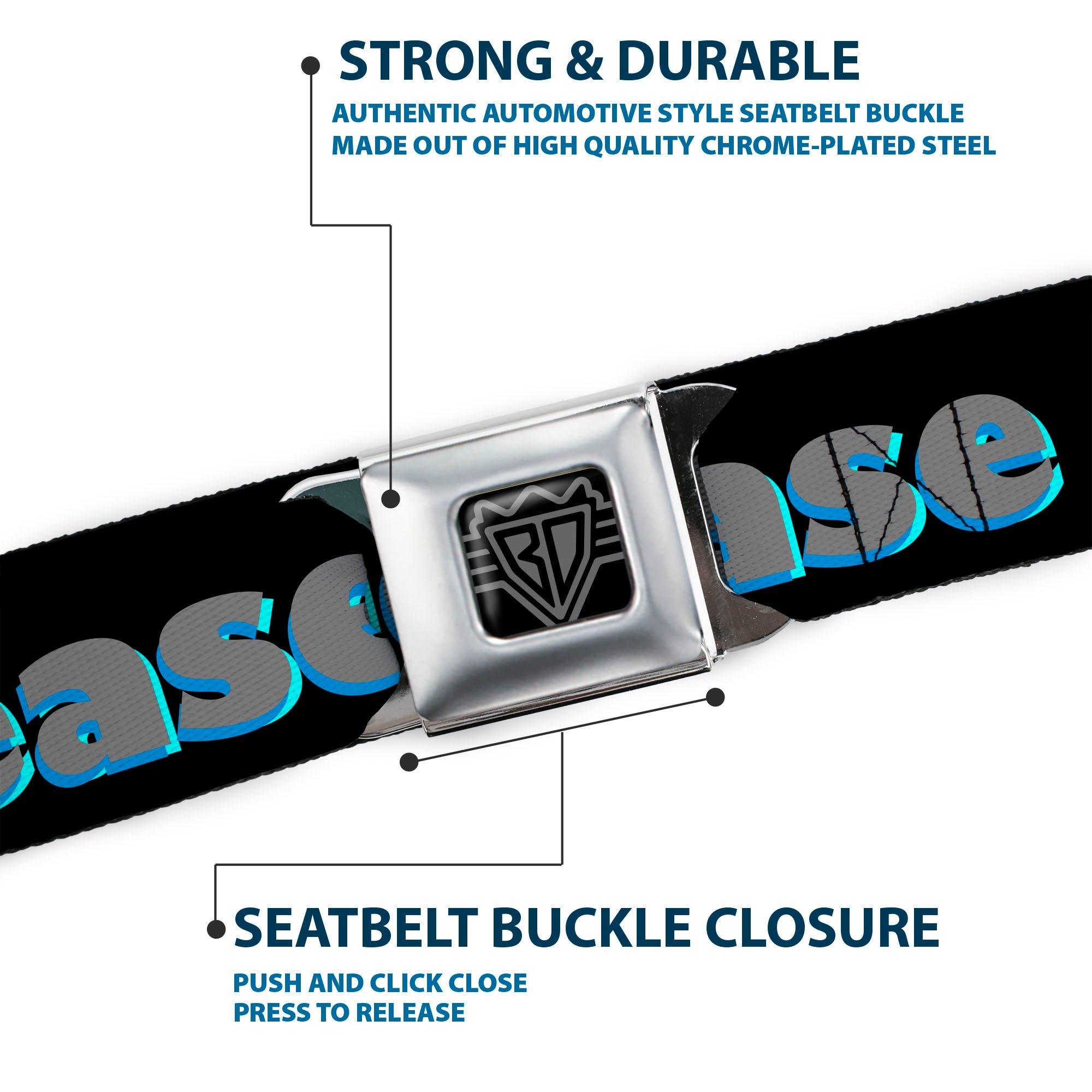 Seatbelt Belt - BITCH PLEASE Black/Blue/Gray Seatbelt Belts Buckle-Down