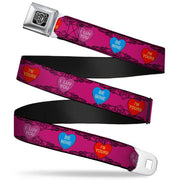 BD Wings Logo CLOSE-UP Full Color Black Silver Seatbelt Belt - Candy Hearts Webbing Seatbelt Belts Buckle-Down