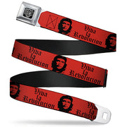 BD Wings Logo CLOSE-UP Full Color Black Silver Seatbelt Belt - Che Red/Black Webbing Seatbelt Belts Buckle-Down