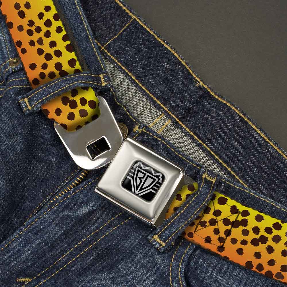 BD Wings Logo CLOSE-UP Full Color Black Silver Seatbelt Belt - Cheetah Webbing Seatbelt Belts Buckle-Down