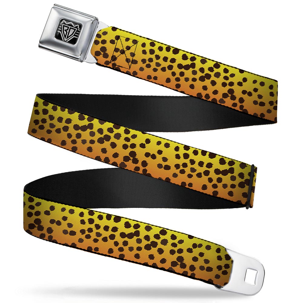 BD Wings Logo CLOSE-UP Full Color Black Silver Seatbelt Belt - Cheetah Webbing Seatbelt Belts Buckle-Down
