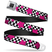 BD Wings Logo CLOSE-UP Full Color Black Silver Seatbelt Belt - Checker & Stars Black/White/Pink Webbing Seatbelt Belts Buckle-Down