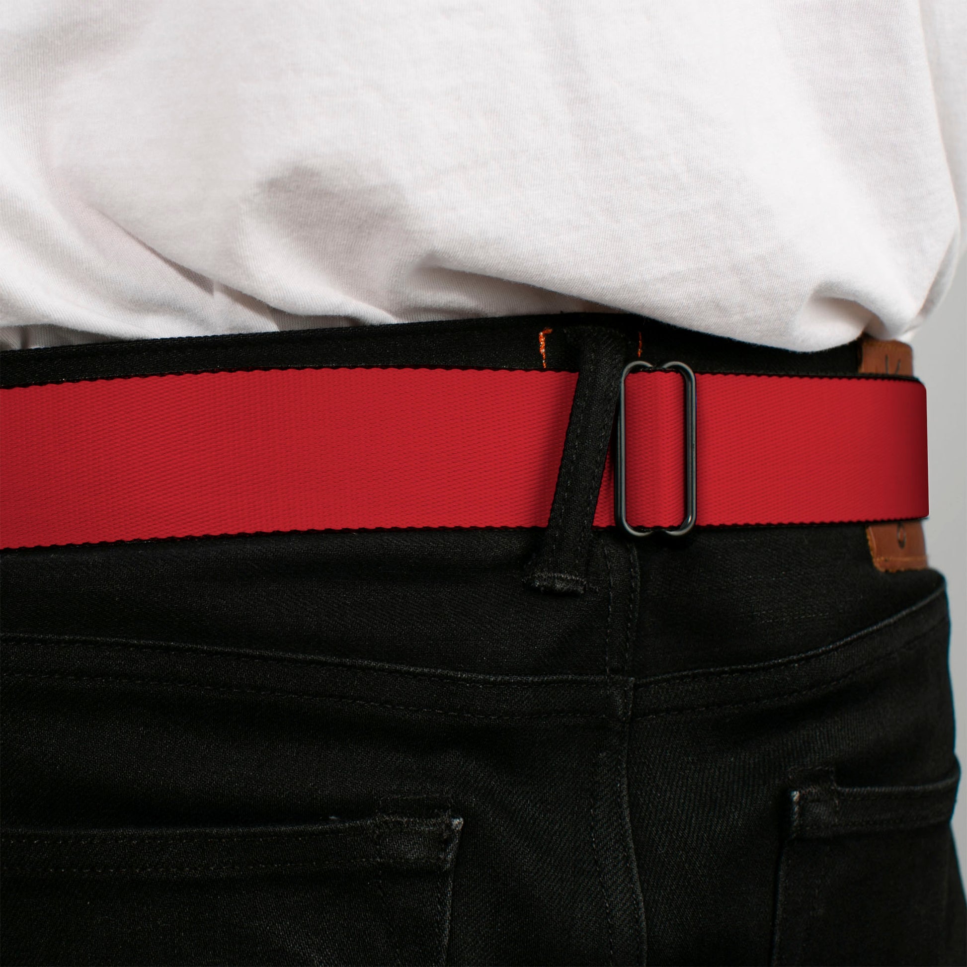 BD Wings Logo CLOSE-UP Full Color Black Silver Seatbelt Belt - Christmas Red Webbing Seatbelt Belts Buckle-Down