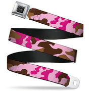 BD Wings Logo CLOSE-UP Full Color Black Silver Seatbelt Belt - Camo Pink Webbing Seatbelt Belts Buckle-Down