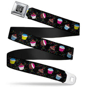 BD Wings Logo CLOSE-UP Full Color Black Silver Seatbelt Belt - Cupcake Sprinkles Black/Multi Color Webbing Seatbelt Belts Buckle-Down