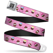 BD Wings Logo CLOSE-UP Full Color Black Silver Seatbelt Belt - Cupcake Swirls Pink/Multi Color Webbing Seatbelt Belts Buckle-Down