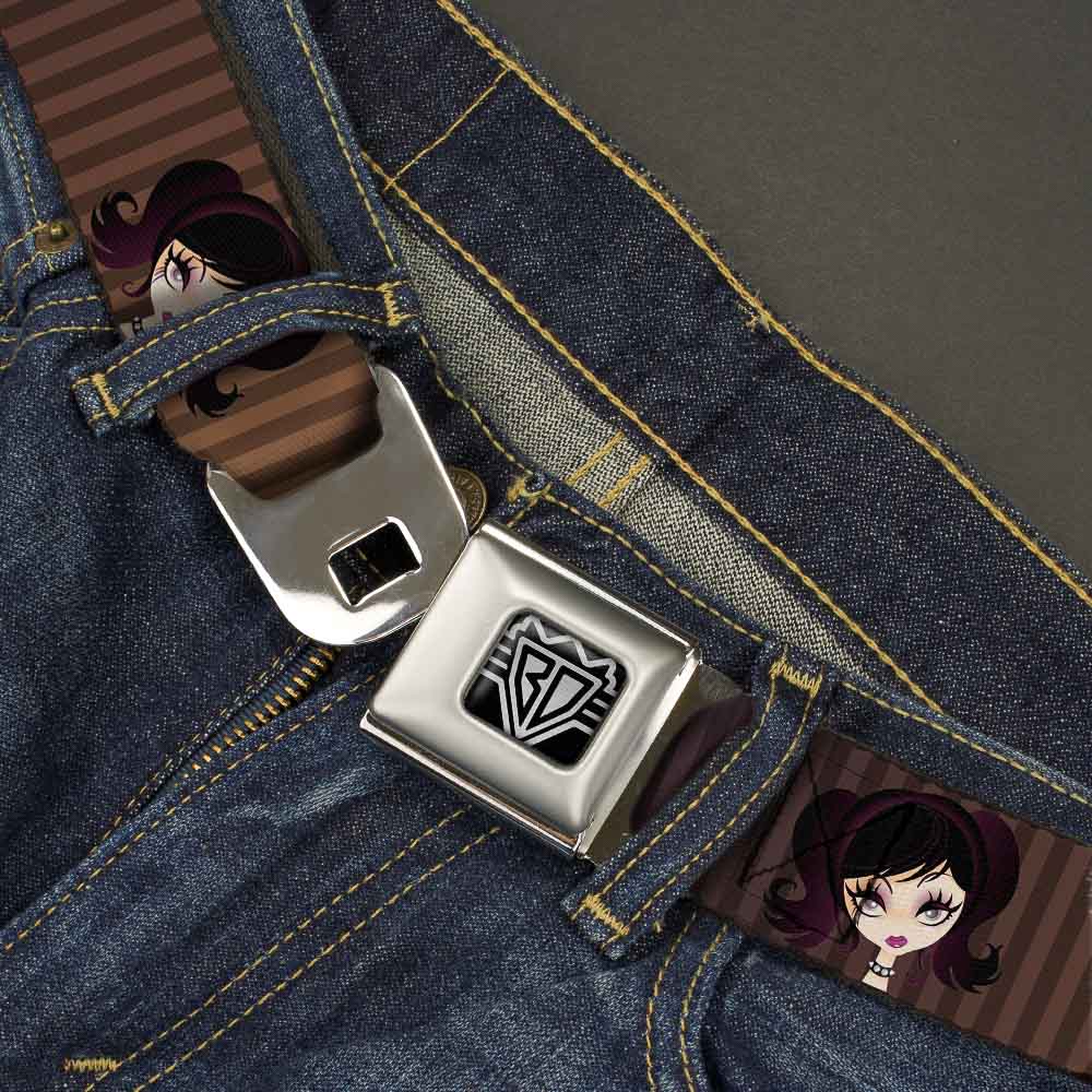 BD Wings Logo CLOSE-UP Full Color Black Silver Seatbelt Belt - Cutesy Girl Webbing Seatbelt Belts Buckle-Down