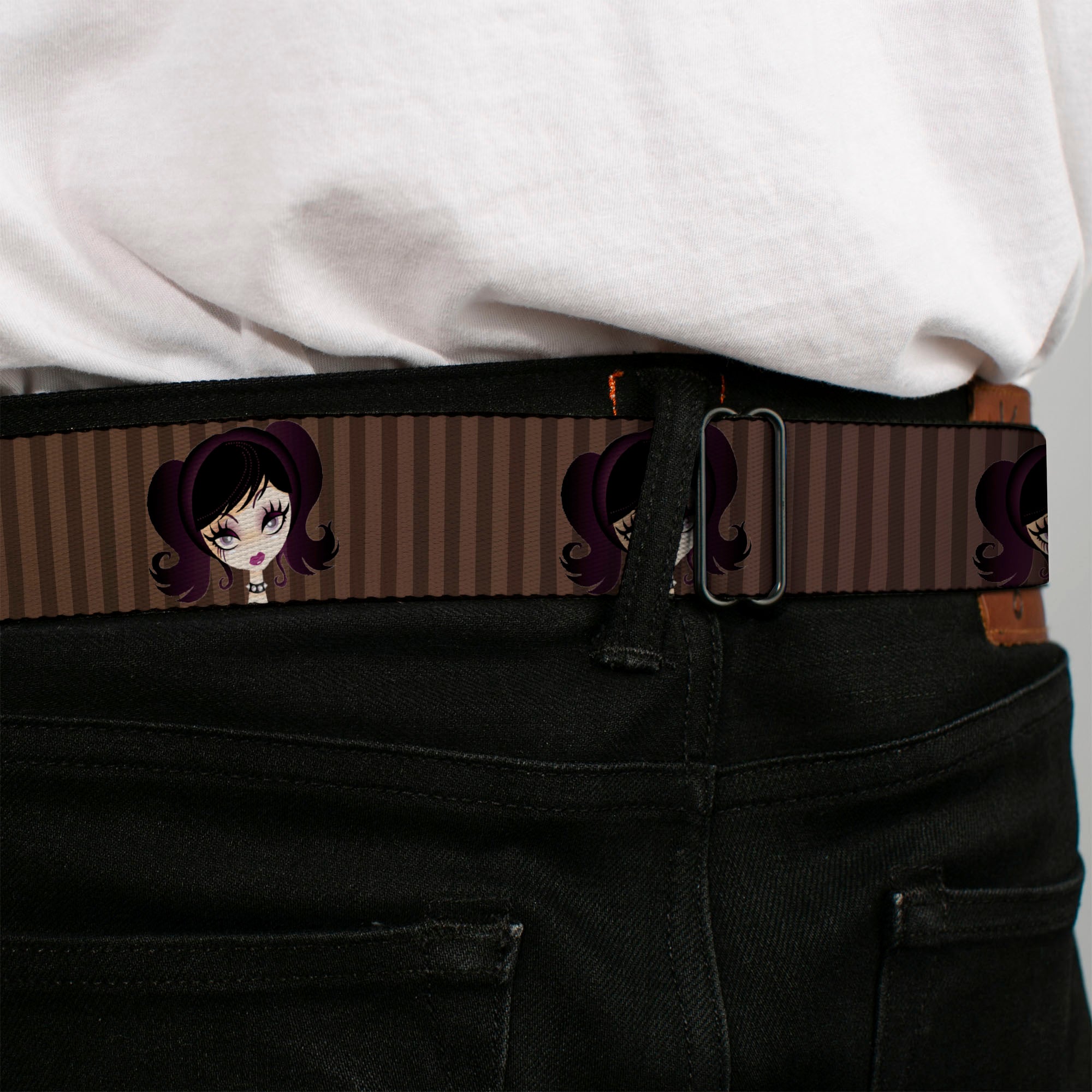 BD Wings Logo CLOSE-UP Full Color Black Silver Seatbelt Belt - Cutesy Girl Webbing Seatbelt Belts Buckle-Down