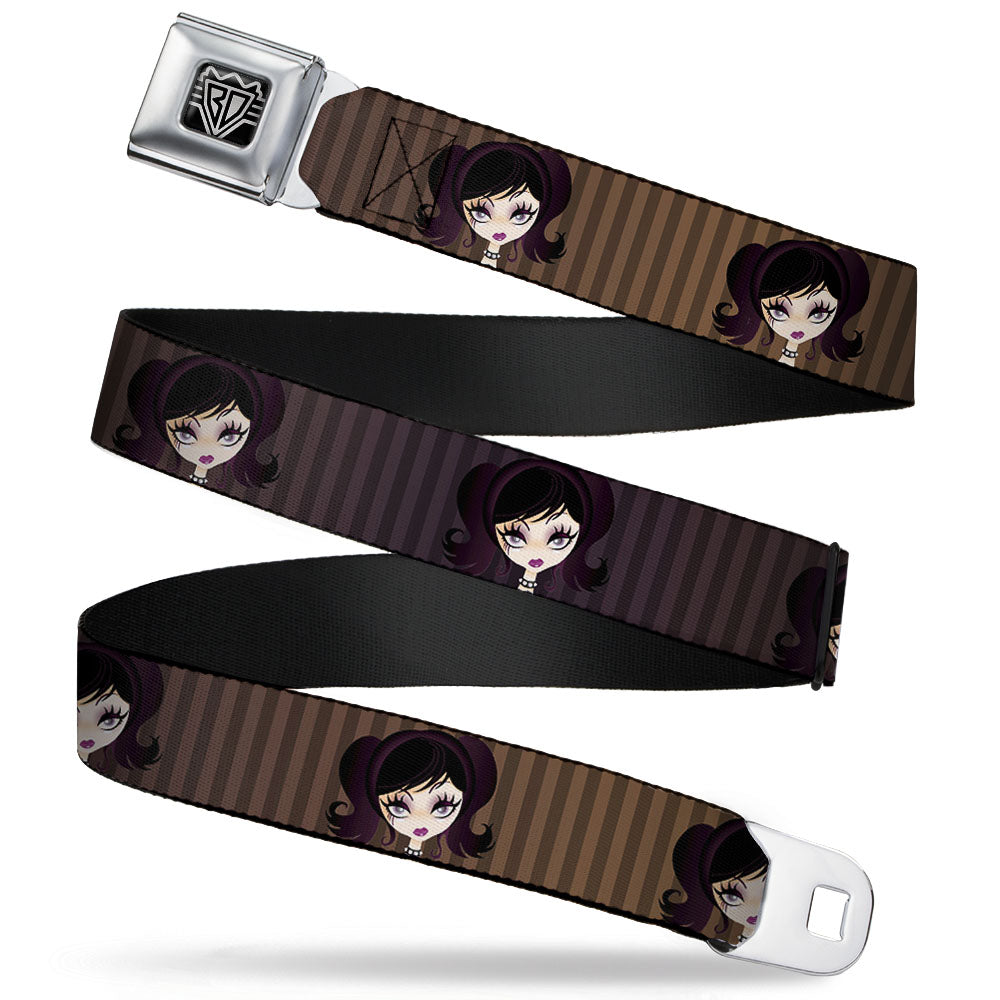 BD Wings Logo CLOSE-UP Full Color Black Silver Seatbelt Belt - Cutesy Girl Webbing Seatbelt Belts Buckle-Down
