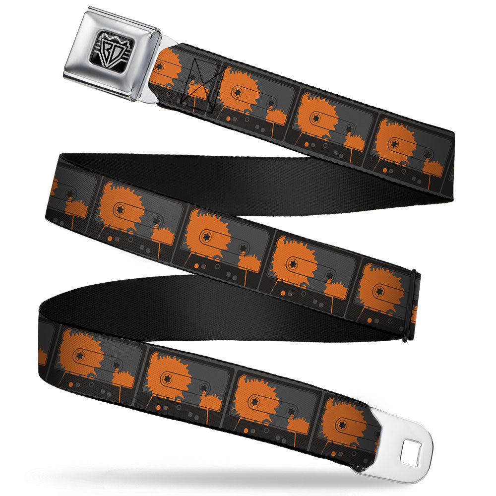 BD Wings Logo CLOSE-UP Full Color Black Silver Seatbelt Belt - Cassette Splatter Gray/Orange Webbing Seatbelt Belts Buckle-Down