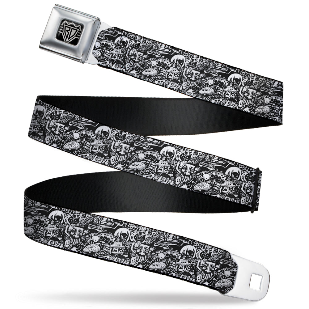 BD Wings Logo CLOSE-UP Full Color Black Silver Seatbelt Belt - Comic Nightmare Webbing Seatbelt Belts Buckle-Down