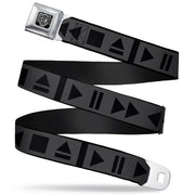 BD Wings Logo CLOSE-UP Full Color Black Silver Seatbelt Belt - Control Buttons Black/Gray Webbing Seatbelt Belts Buckle-Down