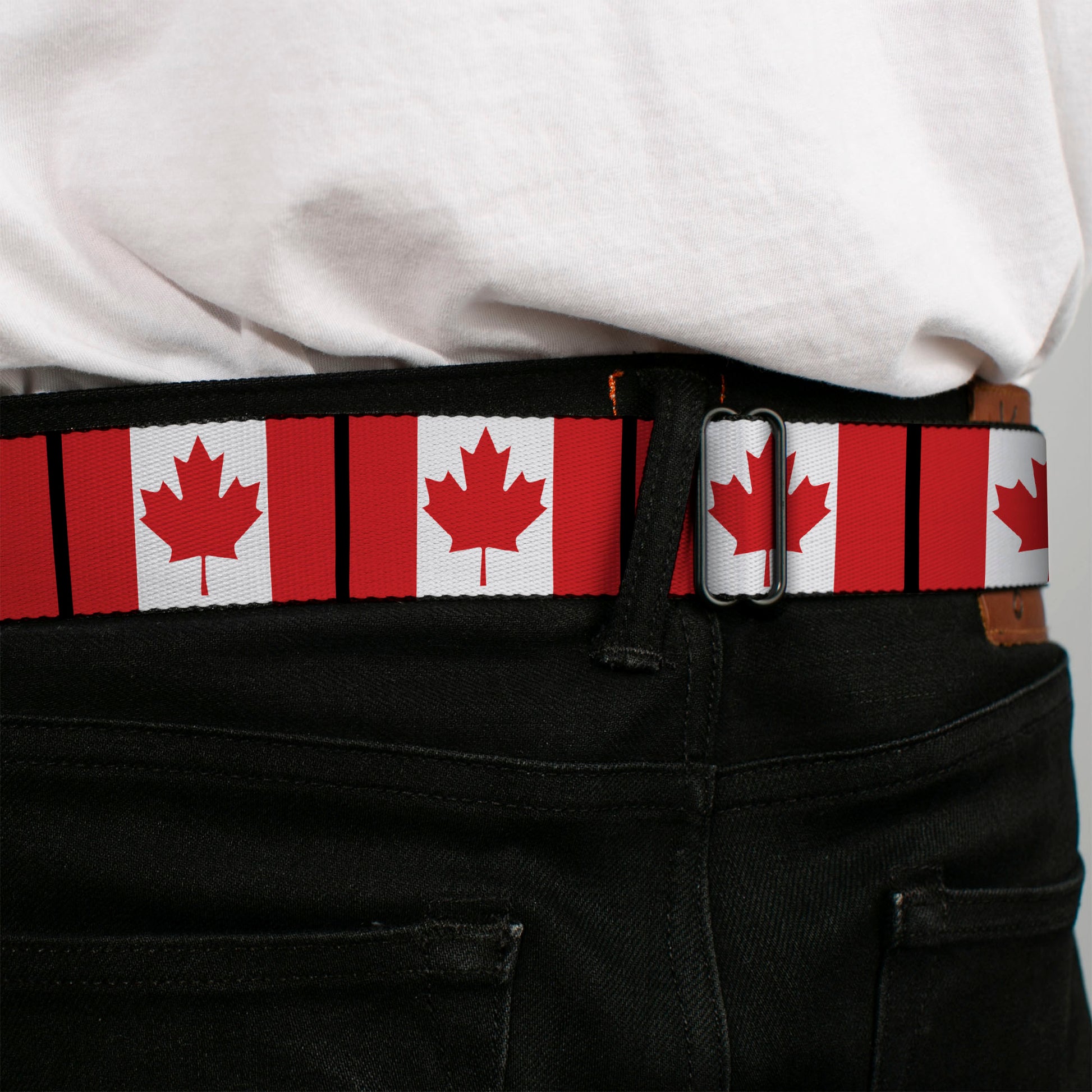 BD Wings Logo CLOSE-UP Full Color Black Silver Seatbelt Belt - Canada Flags Webbing Seatbelt Belts Buckle-Down