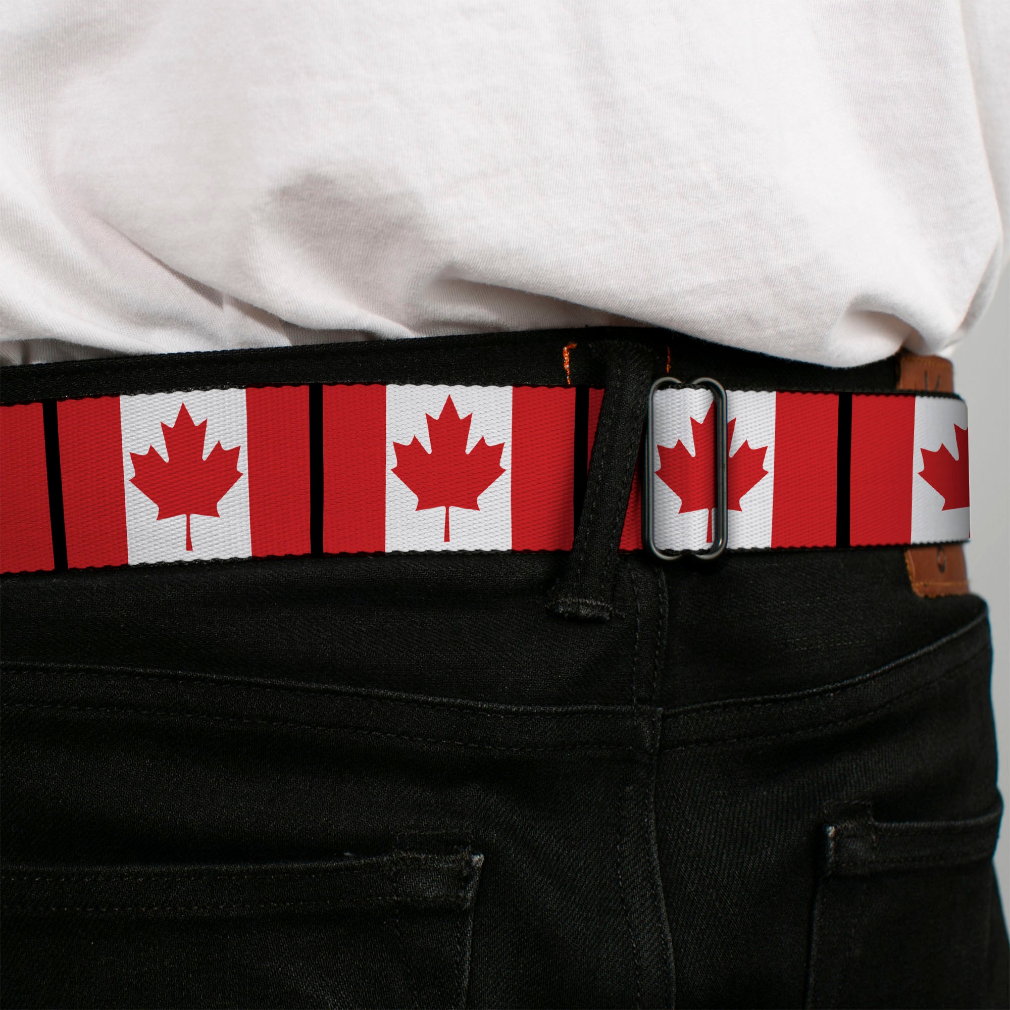 BD Wings Logo CLOSE-UP Full Color Black Silver Seatbelt Belt - Canada Flags Webbing Seatbelt Belts Buckle-Down