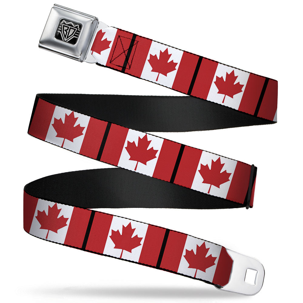 BD Wings Logo CLOSE-UP Full Color Black Silver Seatbelt Belt - Canada Flags Webbing Seatbelt Belts Buckle-Down