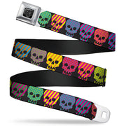 BD Wings Logo CLOSE-UP Full Color Black Silver Seatbelt Belt - Checker & Stripe Skulls Black/Multi Neon Webbing Seatbelt Belts Buckle-Down