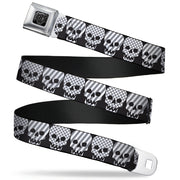 BD Wings Logo CLOSE-UP Full Color Black Silver Seatbelt Belt - Checker & Stripe Skulls Black/White/Gray Webbing Seatbelt Belts Buckle-Down