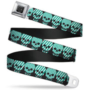 BD Wings Logo CLOSE-UP Full Color Black Silver Seatbelt Belt - Checker & Stripe Skulls Black/White/Green Webbing Seatbelt Belts Buckle-Down