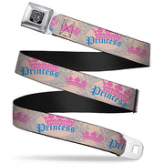 BD Wings Logo CLOSE-UP Full Color Black Silver Seatbelt Belt - Crown Princess Oval Baby Pink/Baby Blue Webbing Seatbelt Belts Buckle-Down