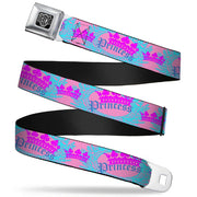 BD Wings Logo CLOSE-UP Full Color Black Silver Seatbelt Belt - Crown Princess Oval Pink/Turquoise Webbing Seatbelt Belts Buckle-Down