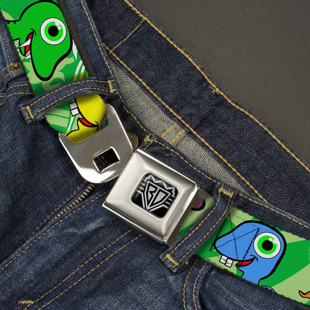 BD Wings Logo CLOSE-UP Full Color Black Silver Seatbelt Belt - Cute Dinosaurs Yellow/Green Webbing Seatbelt Belts Buckle-Down