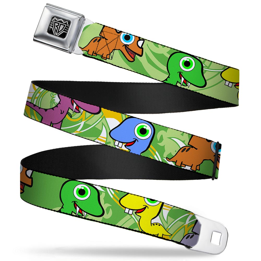 BD Wings Logo CLOSE-UP Full Color Black Silver Seatbelt Belt - Cute Dinosaurs Yellow/Green Webbing Seatbelt Belts Buckle-Down