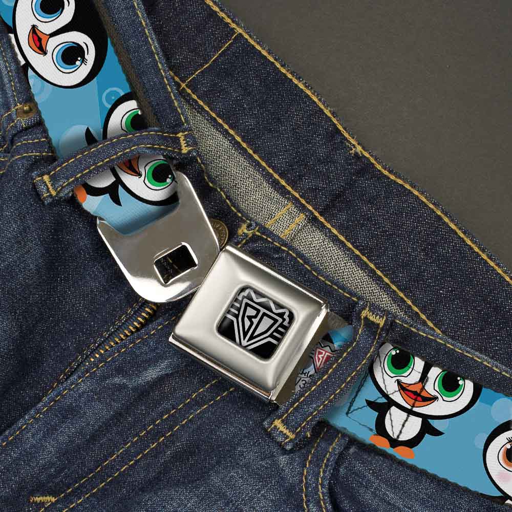 BD Wings Logo CLOSE-UP Full Color Black Silver Seatbelt Belt - Cute Penguins Blue Bubbles Webbing Seatbelt Belts Buckle-Down