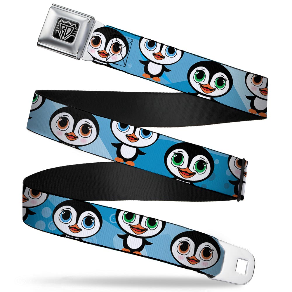 BD Wings Logo CLOSE-UP Full Color Black Silver Seatbelt Belt - Cute Penguins Blue Bubbles Webbing Seatbelt Belts Buckle-Down