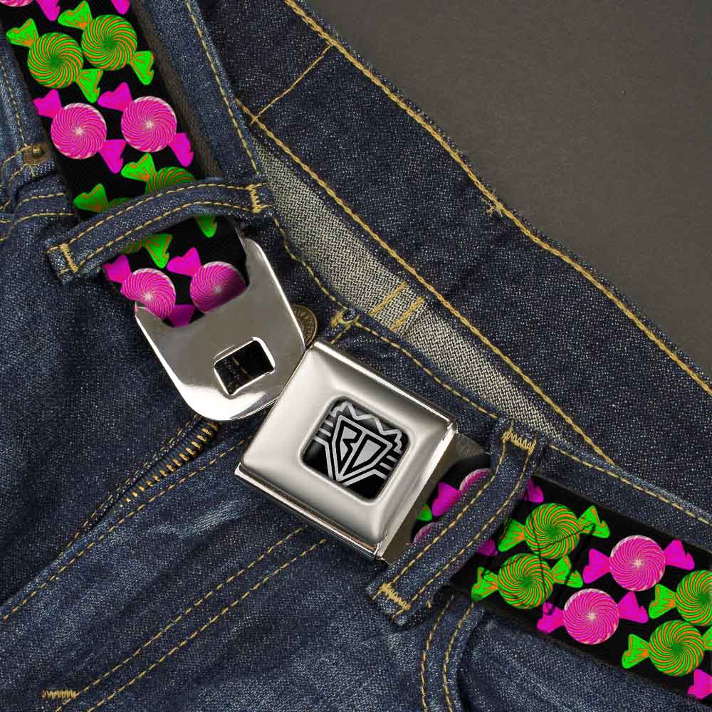 BD Wings Logo CLOSE-UP Full Color Black Silver Seatbelt Belt - Candies Webbing Seatbelt Belts Buckle-Down