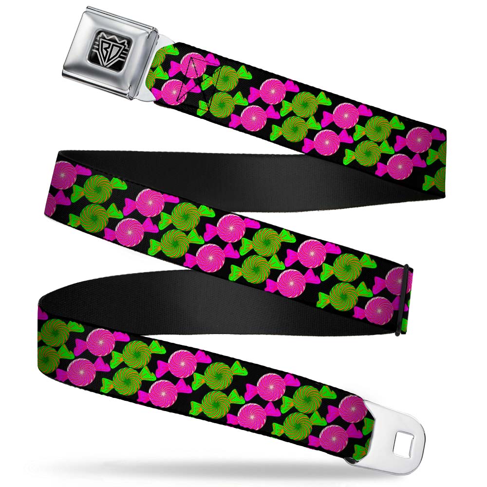 BD Wings Logo CLOSE-UP Full Color Black Silver Seatbelt Belt - Candies Webbing Seatbelt Belts Buckle-Down