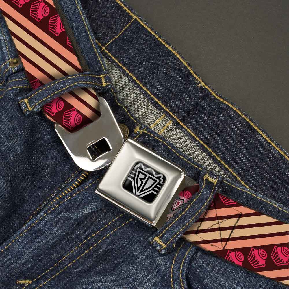 BD Wings Logo CLOSE-UP Full Color Black Silver Seatbelt Belt - Cupcake Wallpaper Webbing Seatbelt Belts Buckle-Down