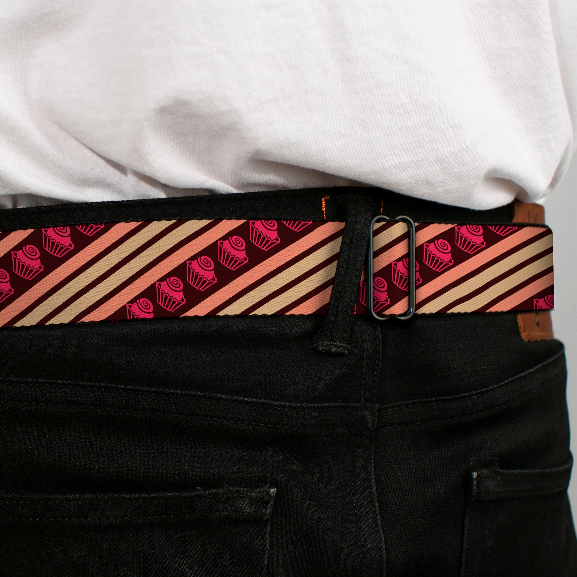 BD Wings Logo CLOSE-UP Full Color Black Silver Seatbelt Belt - Cupcake Wallpaper Webbing Seatbelt Belts Buckle-Down