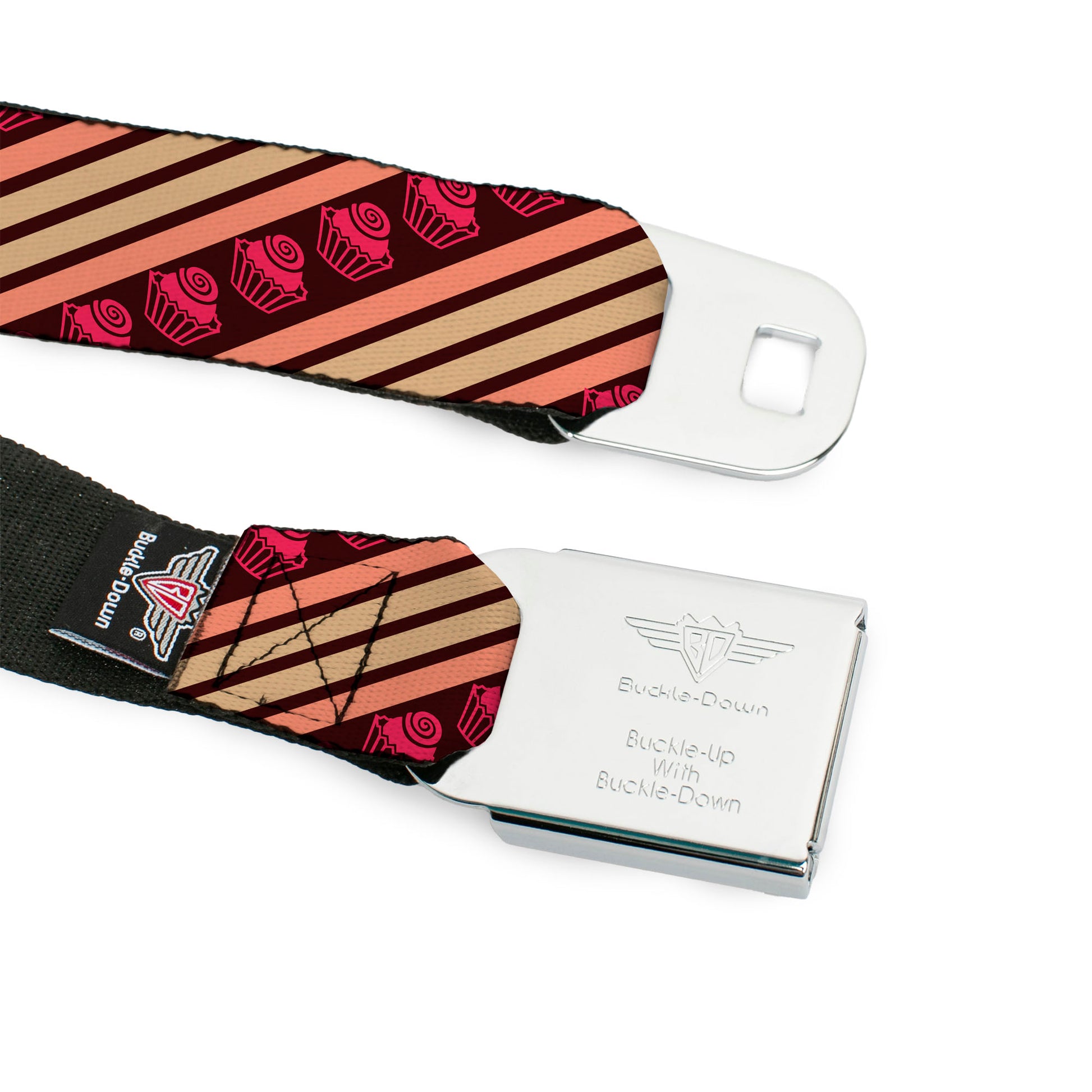 BD Wings Logo CLOSE-UP Full Color Black Silver Seatbelt Belt - Cupcake Wallpaper Webbing Seatbelt Belts Buckle-Down