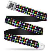 BD Wings Logo CLOSE-UP Full Color Black Silver Seatbelt Belt - Diamonds Black/Multi Color Webbing Seatbelt Belts Buckle-Down