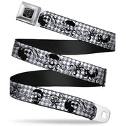 BD Wings Logo CLOSE-UP Full Color Black Silver Seatbelt Belt - Diamonds White/Gray w/Skulls Webbing Seatbelt Belts Buckle-Down