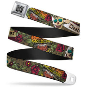 BD Wings Logo CLOSE-UP Full Color Black Silver Seatbelt Belt - Death Before Dishonor Olive Webbing Seatbelt Belts Buckle-Down