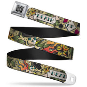 BD Wings Logo CLOSE-UP Full Color Black Silver Seatbelt Belt - Death or Glory Tan Webbing Seatbelt Belts Buckle-Down