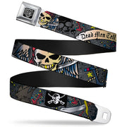 BD Wings Logo CLOSE-UP Full Color Black Silver Seatbelt Belt - Dead Men Tell No Tales Gray Webbing Seatbelt Belts Buckle-Down