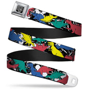 BD Wings Logo CLOSE-UP Full Color Black Silver Seatbelt Belt - Dinosaurs/Paint Splatter Black/White/Multi Color Webbing Seatbelt Belts Buckle-Down