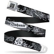 BD Wings Logo CLOSE-UP Full Color Black Silver Seatbelt Belt - Death Before Dishonor Black/White Webbing Seatbelt Belts Buckle-Down
