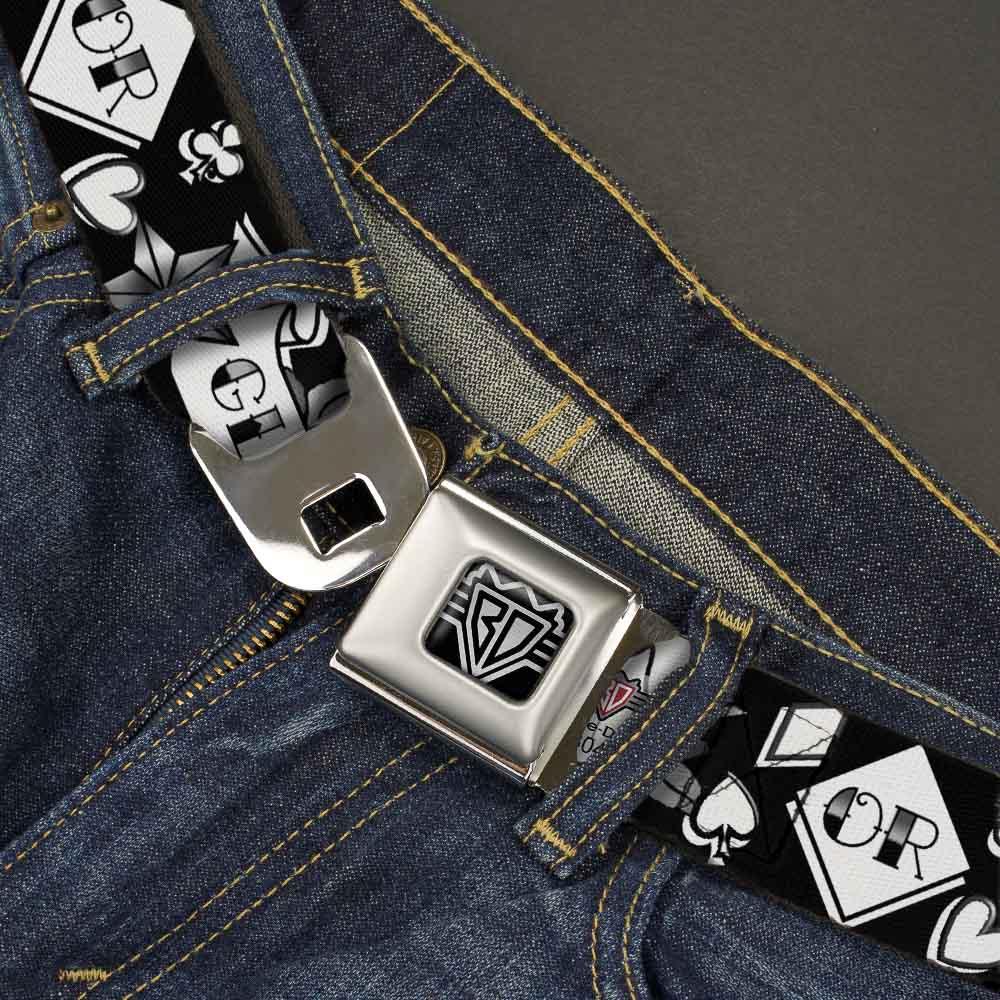 BD Wings Logo CLOSE-UP Full Color Black Silver Seatbelt Belt - Death or Glory Black/White Webbing Seatbelt Belts Buckle-Down