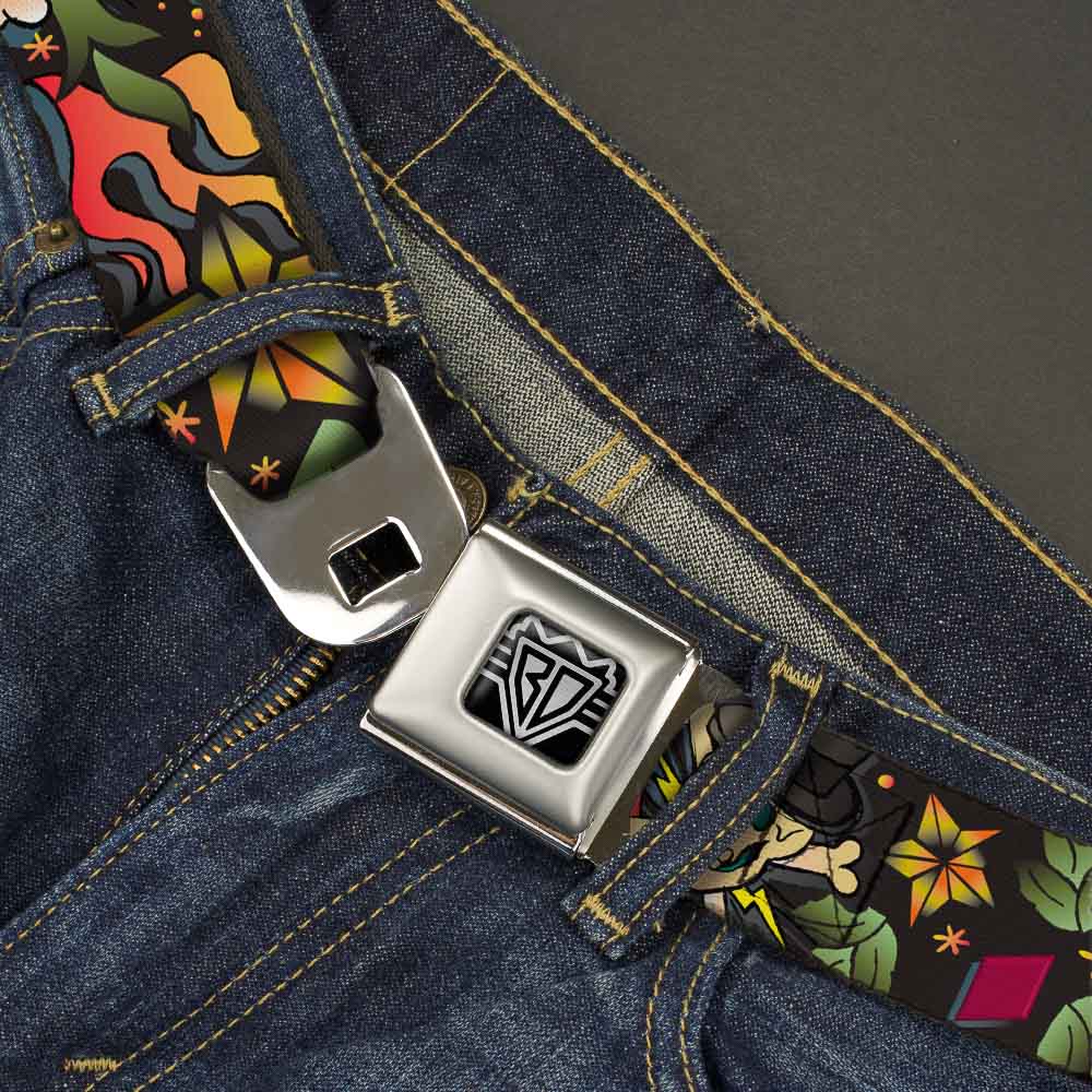 BD Wings Logo CLOSE-UP Full Color Black Silver Seatbelt Belt - Death or Glory CLOSE-UP Black Webbing Seatbelt Belts Buckle-Down