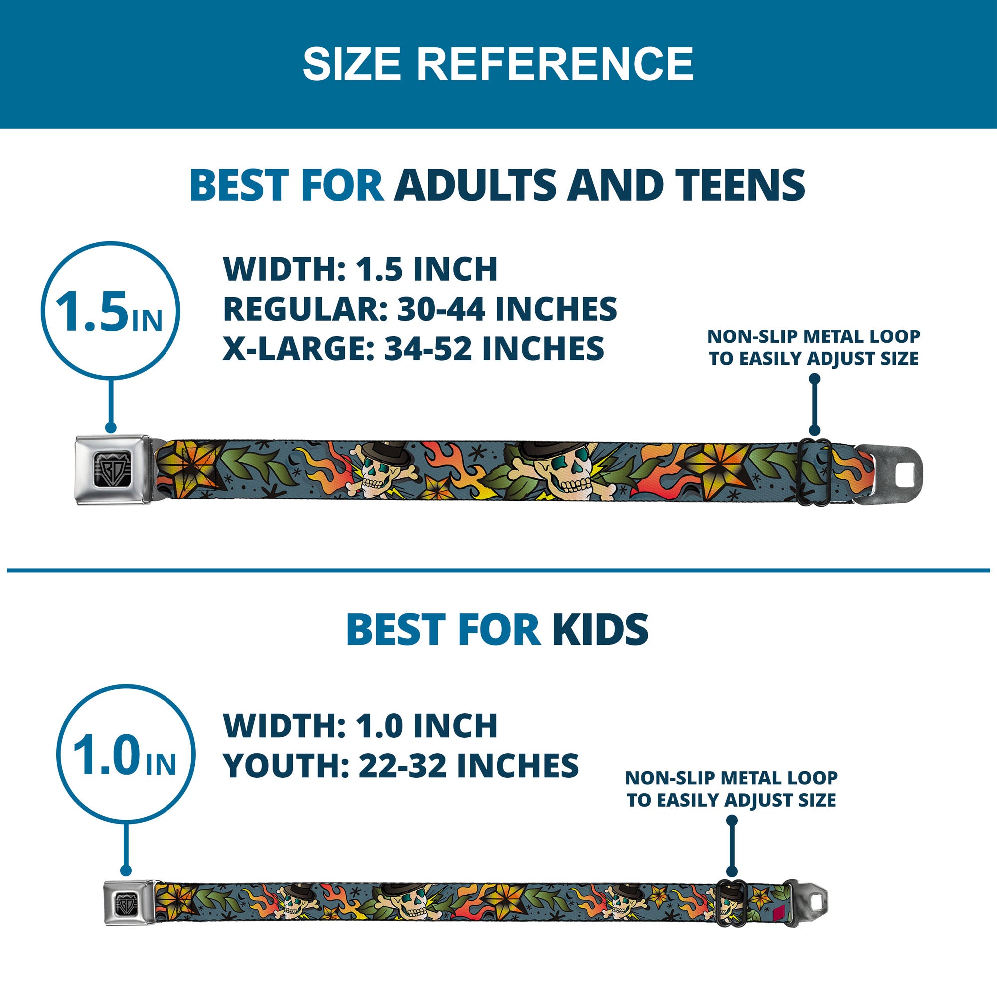 BD Wings Logo CLOSE-UP Full Color Black Silver Seatbelt Belt - Death or Glory CLOSE-UP Gray Webbing Seatbelt Belts Buckle-Down