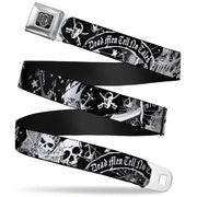 BD Wings Logo CLOSE-UP Full Color Black Silver Seatbelt Belt - Dead Men Tell No Tales Black/White Webbing Seatbelt Belts Buckle-Down