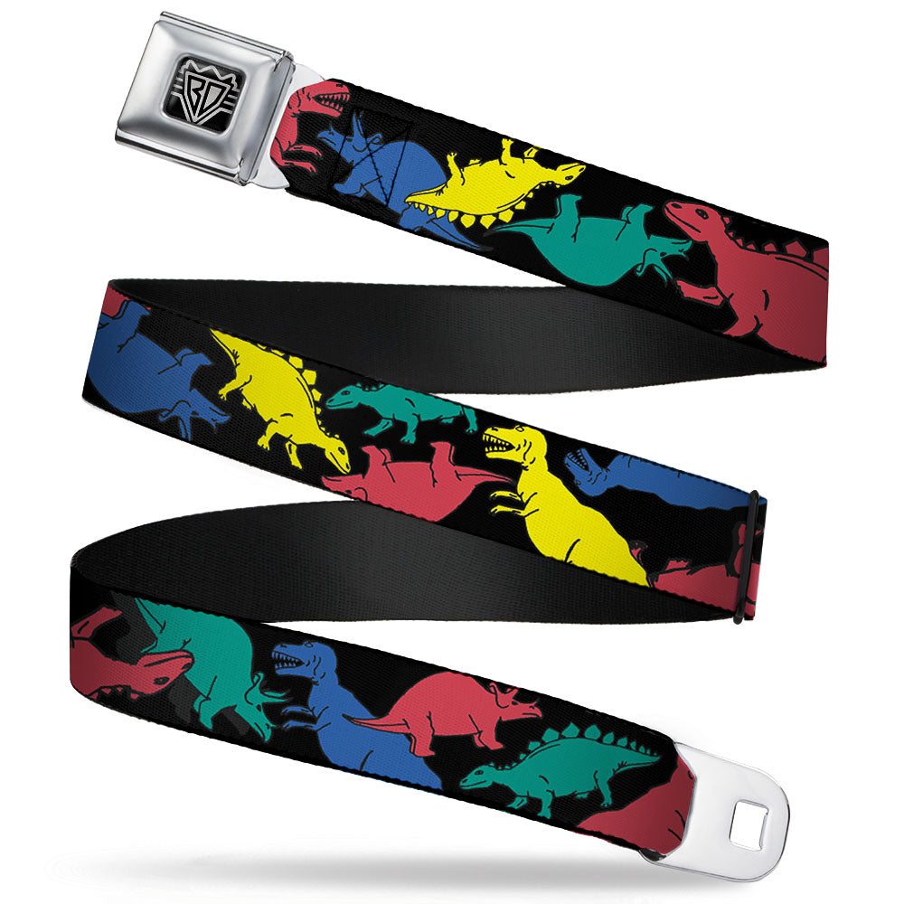 BD Wings Logo CLOSE-UP Full Color Black Silver Seatbelt Belt - Dinosaurs Black/Multi Color Webbing Seatbelt Belts Buckle-Down