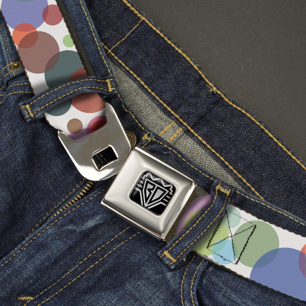 BD Wings Logo CLOSE-UP Full Color Black Silver Seatbelt Belt - Dots White/Transparent Multi Color Webbing Seatbelt Belts Buckle-Down