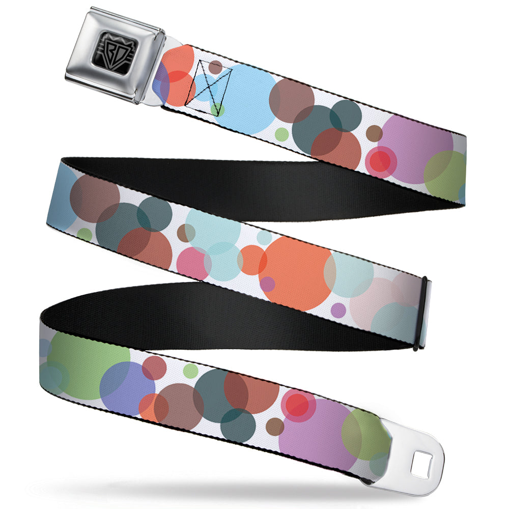 BD Wings Logo CLOSE-UP Full Color Black Silver Seatbelt Belt - Dots White/Transparent Multi Color Webbing Seatbelt Belts Buckle-Down