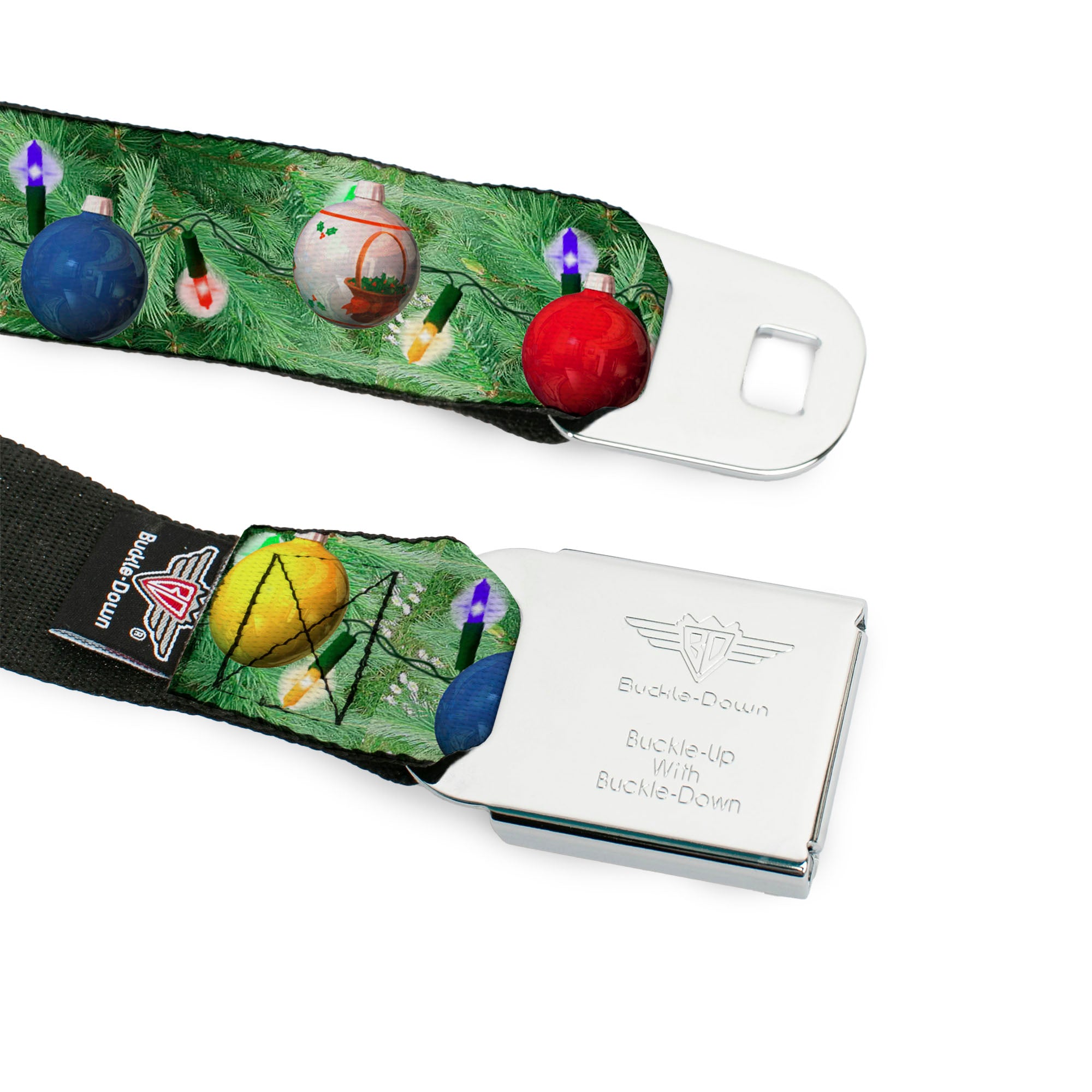 BD Wings Logo CLOSE-UP Full Color Black Silver Seatbelt Belt - Decorated Tree Webbing Seatbelt Belts Buckle-Down